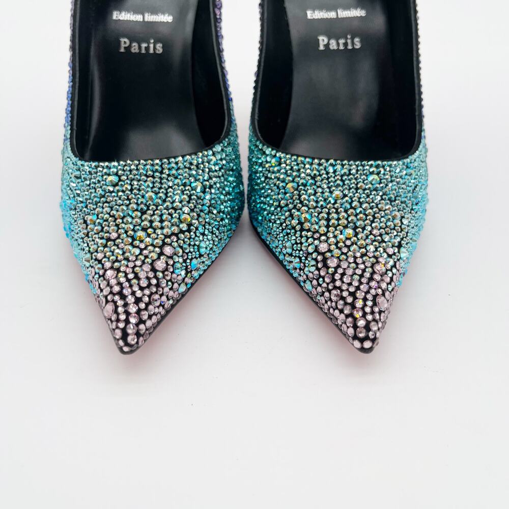 New Christian Louboutin Condora Strass Rainbow Crystal 100 Stiletto Heels EU 36 - Picture 8 of 13